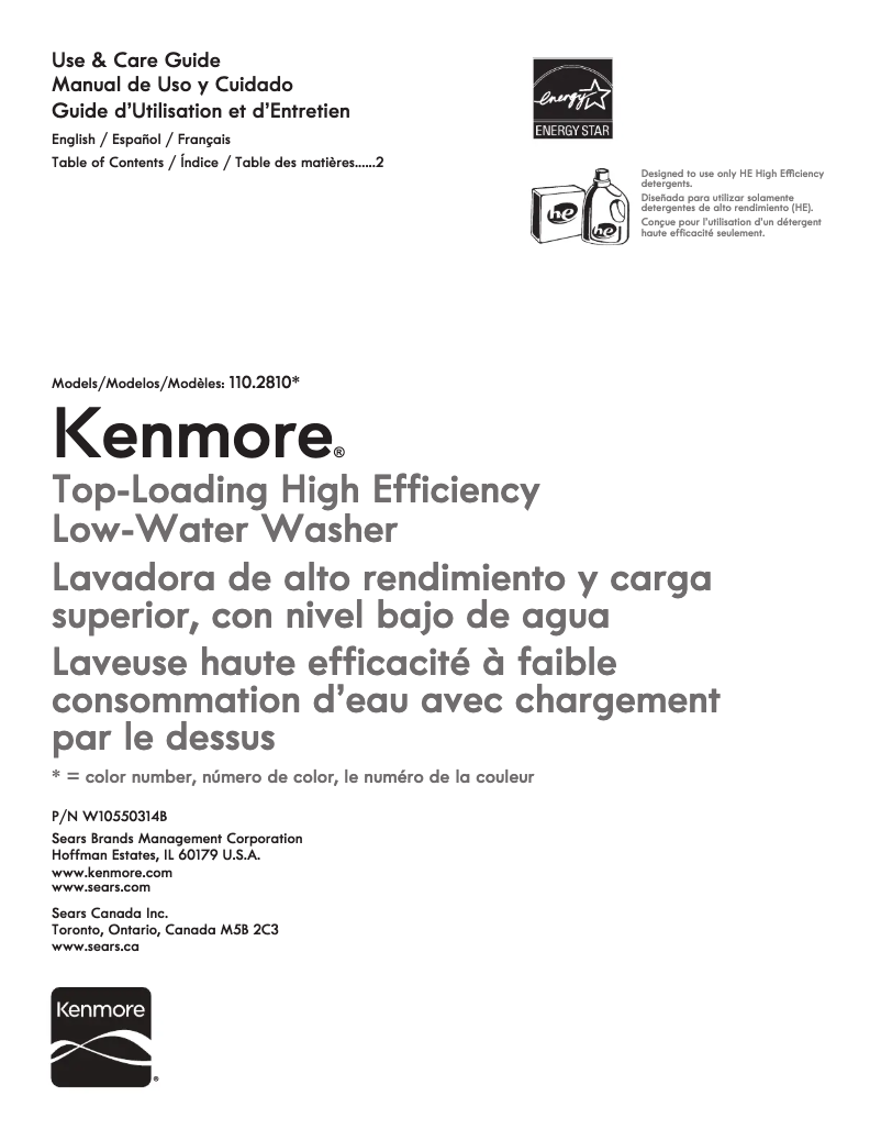 Page 1 de la notice Manuel utilisateur Kenmore 110.28102