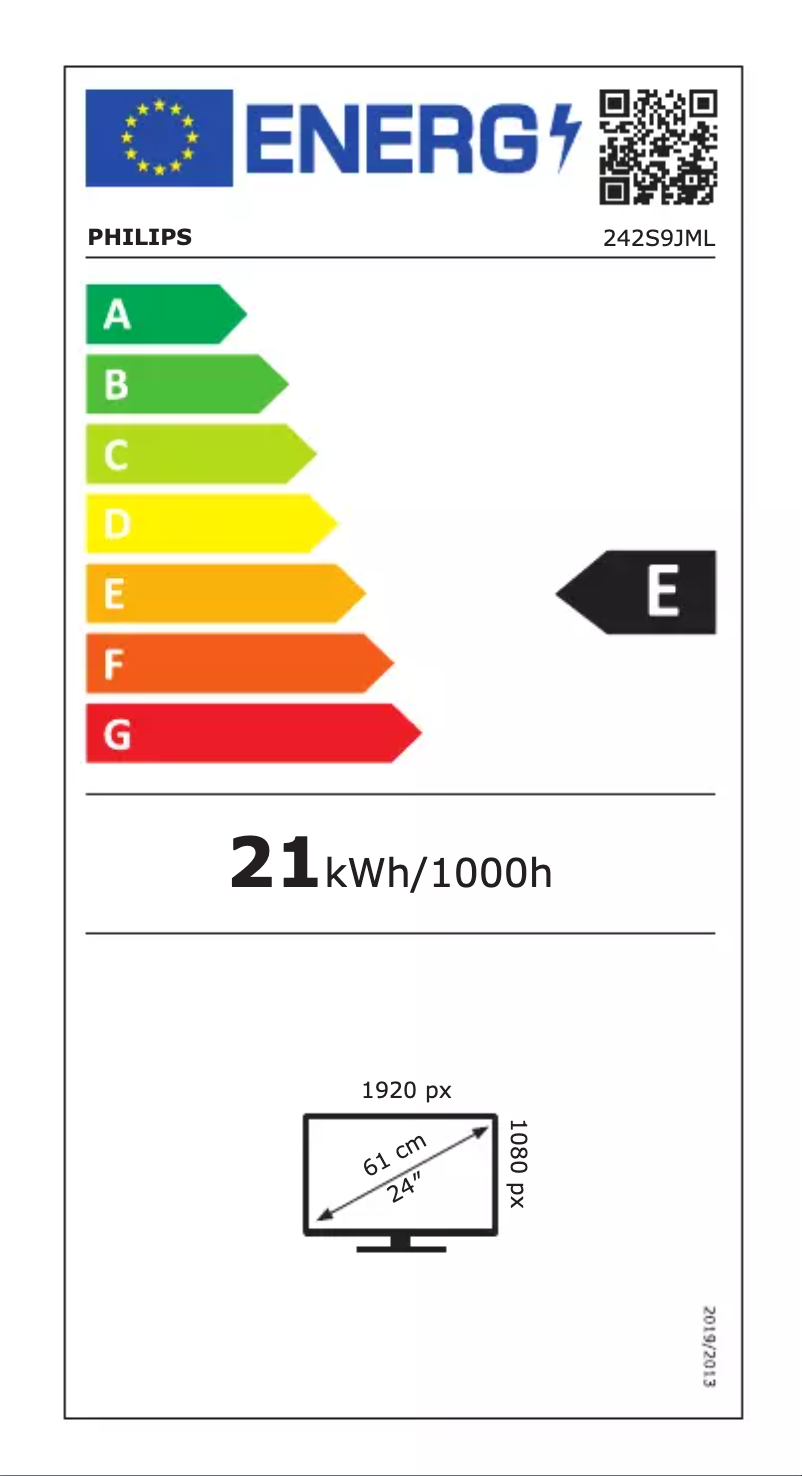 Page n°1 - Label énergétique Philips 242S9JML