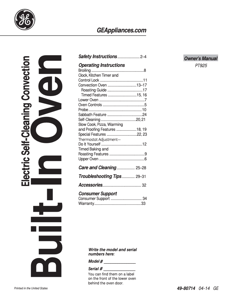 Image de la première page du manuel de l'appareil PT925DNBB Profile