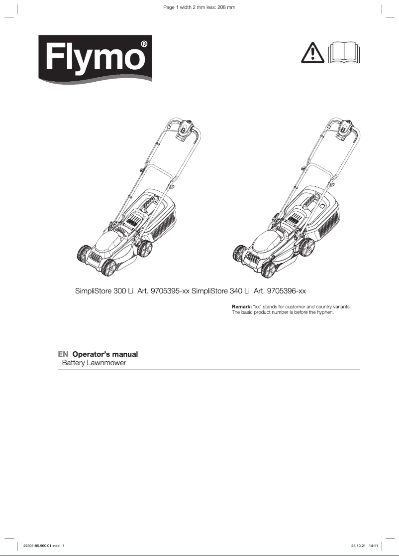 Page 1 de la notice Manuel utilisateur Flymo SimpliStore 300 Li