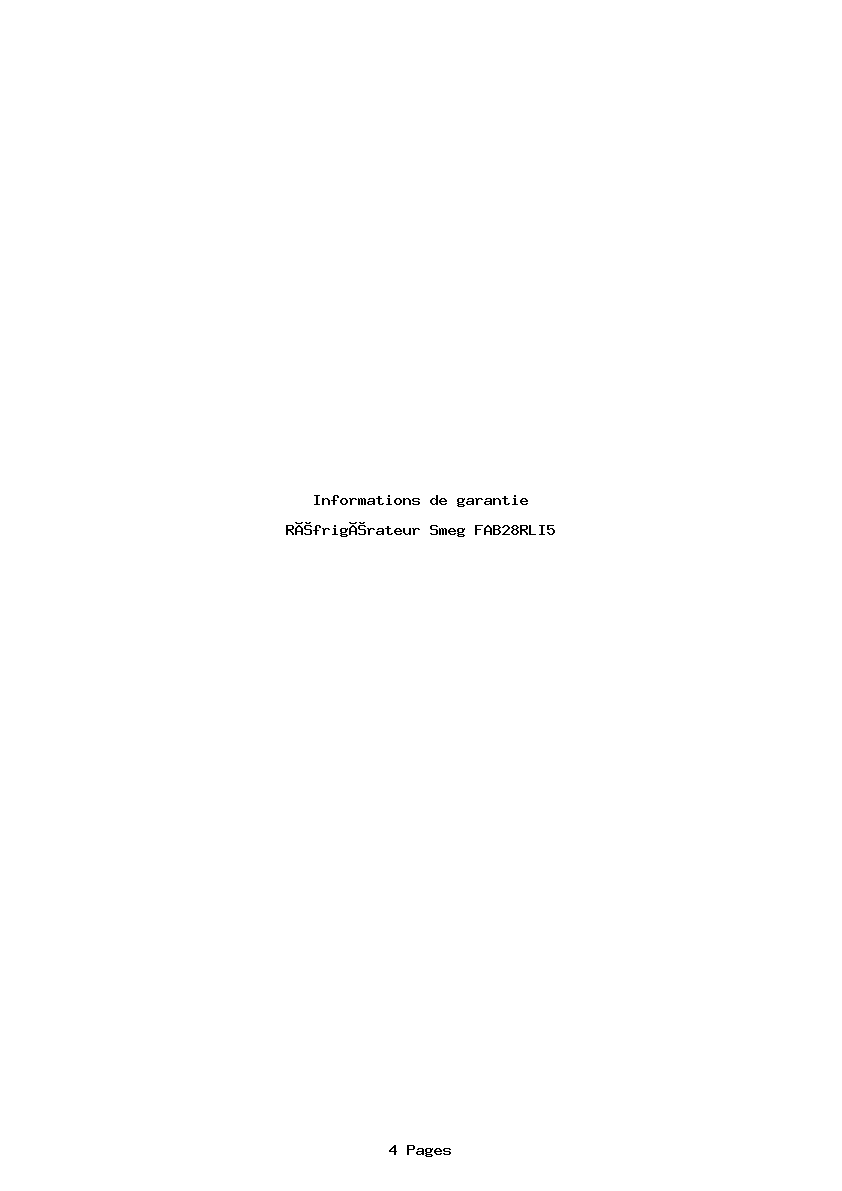 Page 1 de la notice Informations de garantie Smeg FAB28RLI5