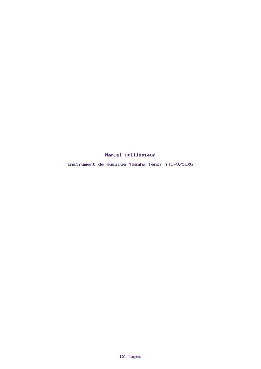 Page 1 de la notice Manuel utilisateur Yamaha Tenor YTS-875EXG