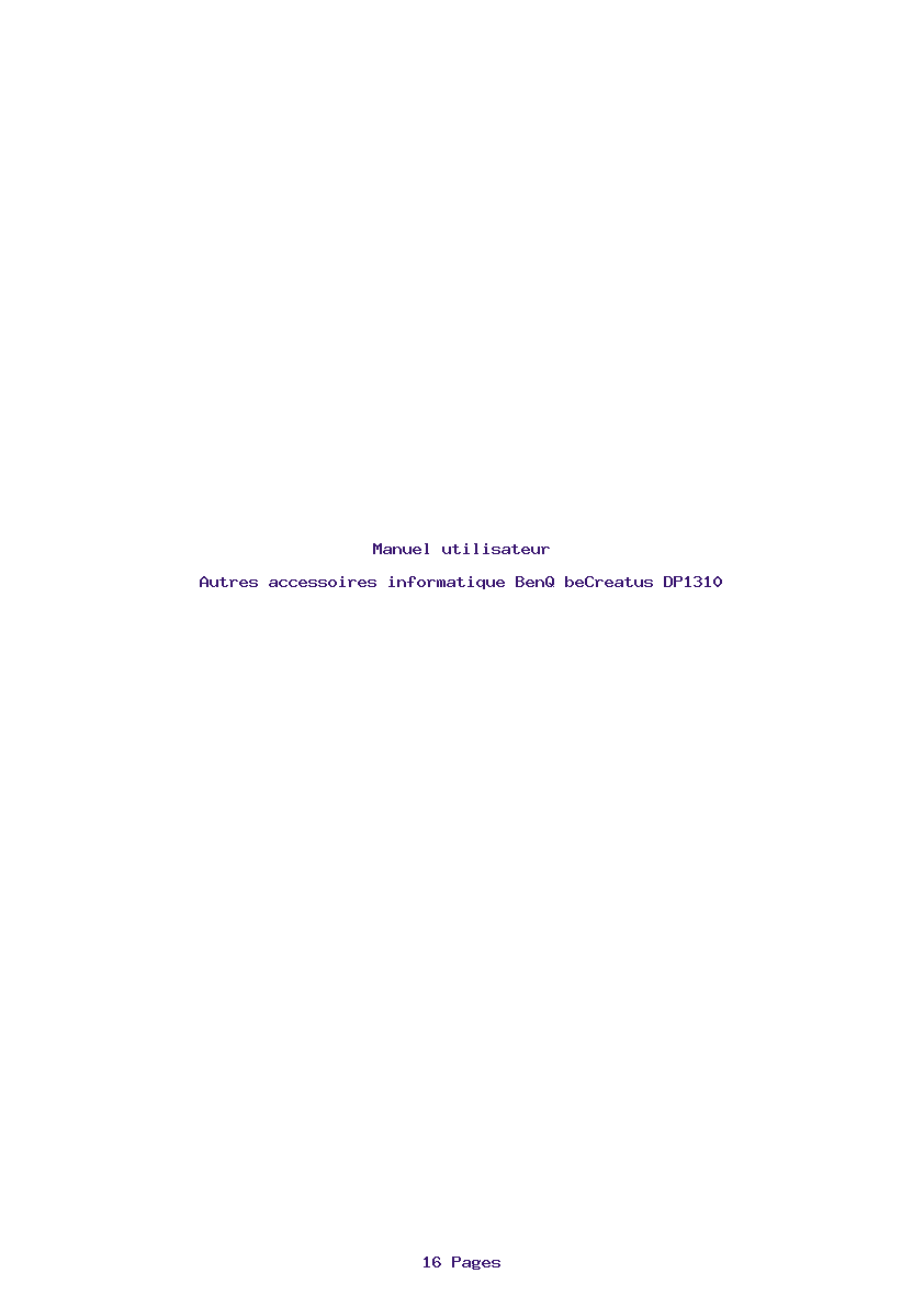 Page 1 de la notice Manuel utilisateur BenQ beCreatus DP1310