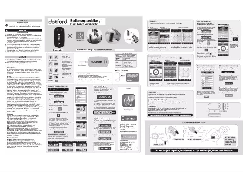Page 1 de la notice Manuel utilisateur Dexford PE 500