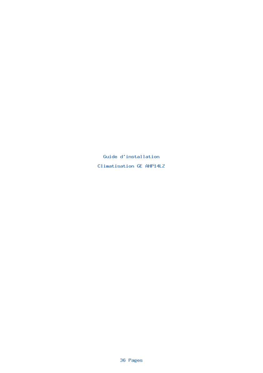 Page 1 de la notice Guide d'installation GE AHP14LZ
