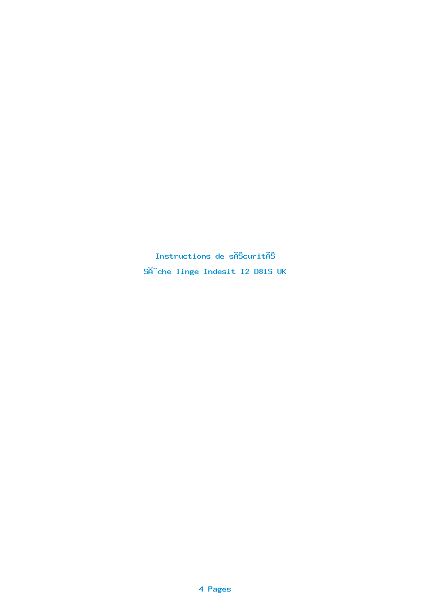 Image de la première page du manuel de l'appareil I2 D81S UK
