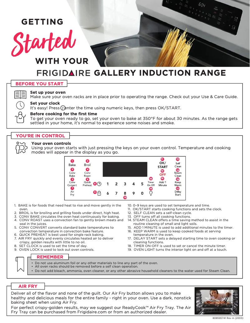 Page 1 de la notice Guide de démarrage rapide Frigidaire FGIH3047VF