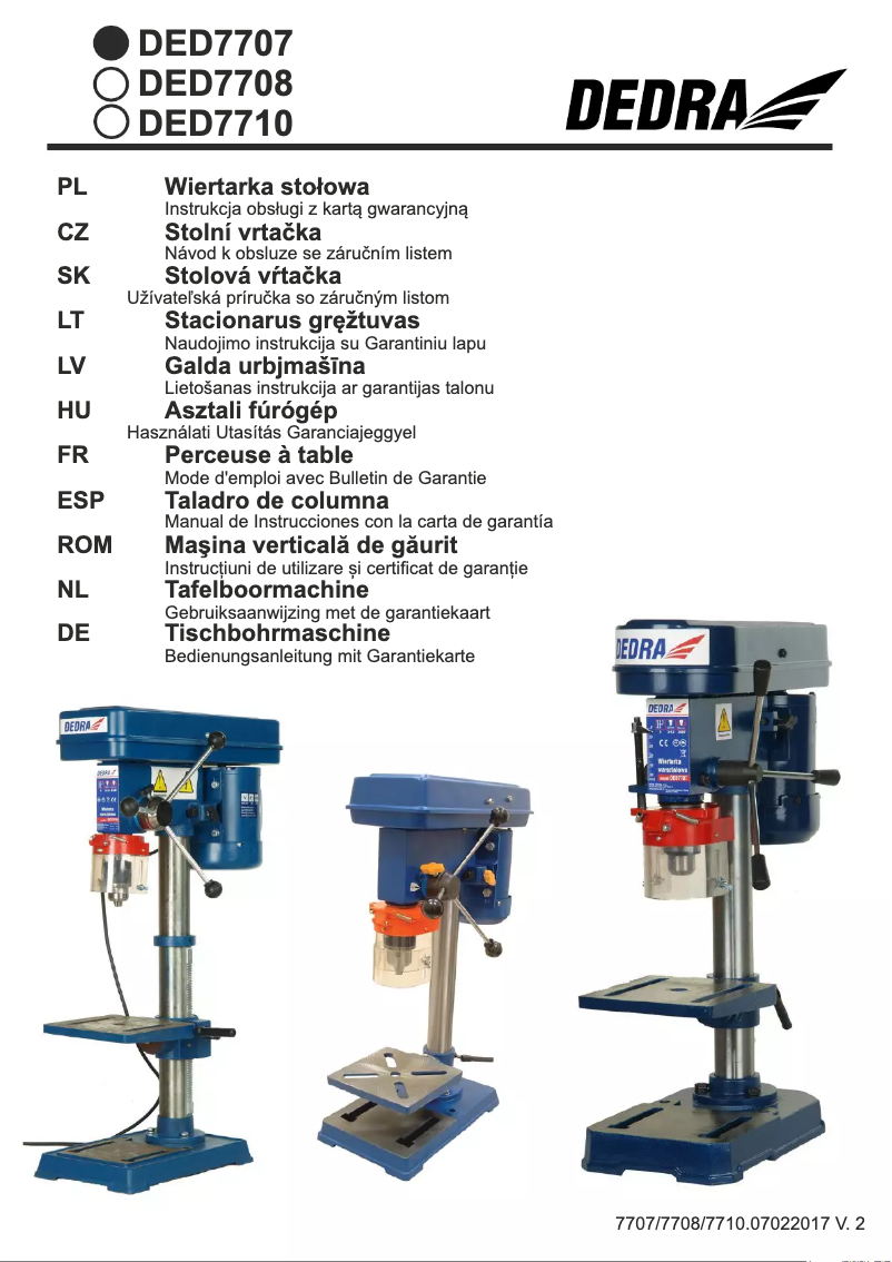 Page 1 de la notice Manuel utilisateur DEDRA DED7707