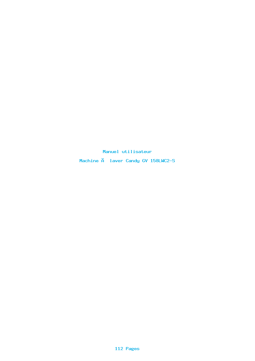 Page 1 de la notice Manuel utilisateur Candy GV 158LWC2-S