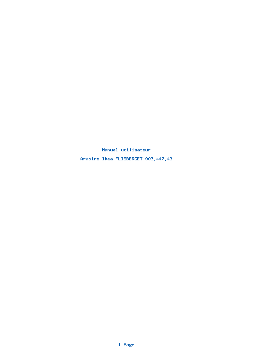 Page 1 de la notice Manuel utilisateur Ikea FLISBERGET 003.447.43