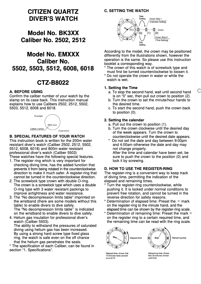 Page 1 de la notice Manuel utilisateur Citizen CAL 6008