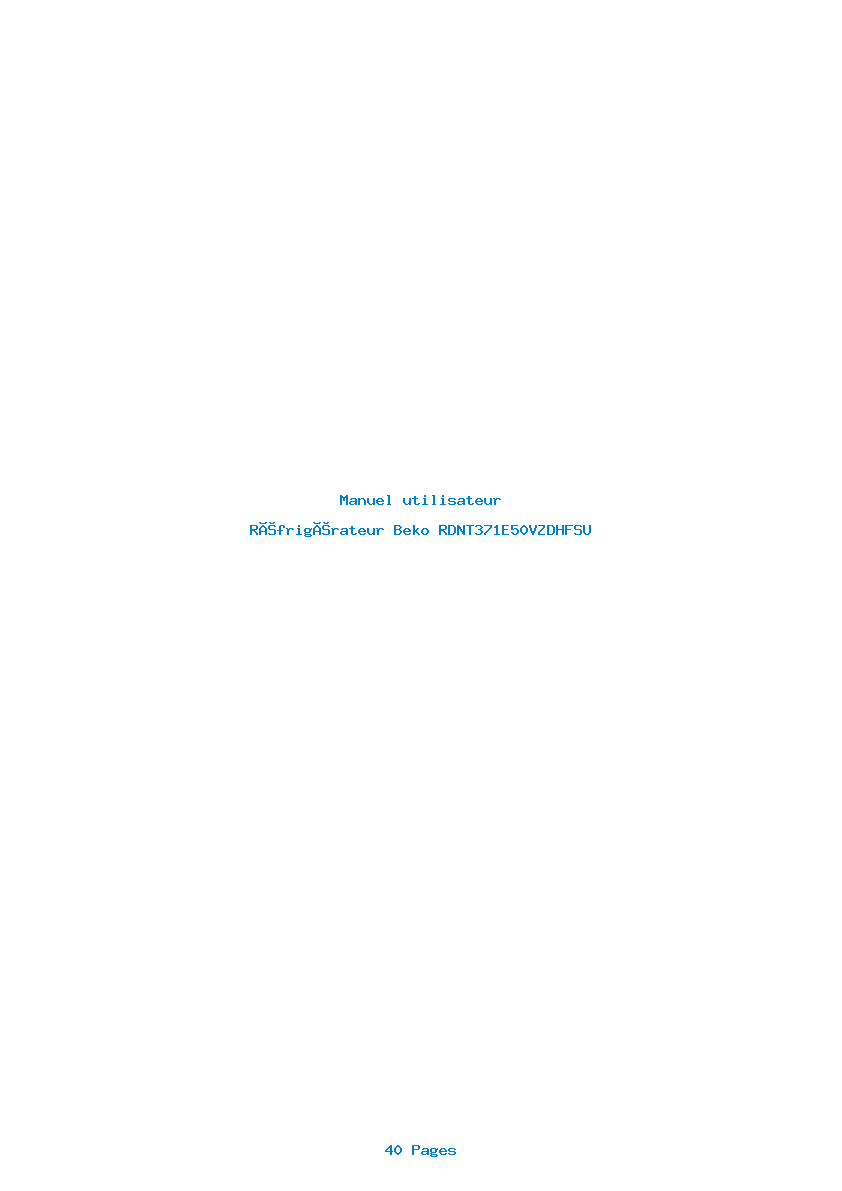 Page 1 de la notice Manuel utilisateur Beko RDNT371E50VZDHFSU