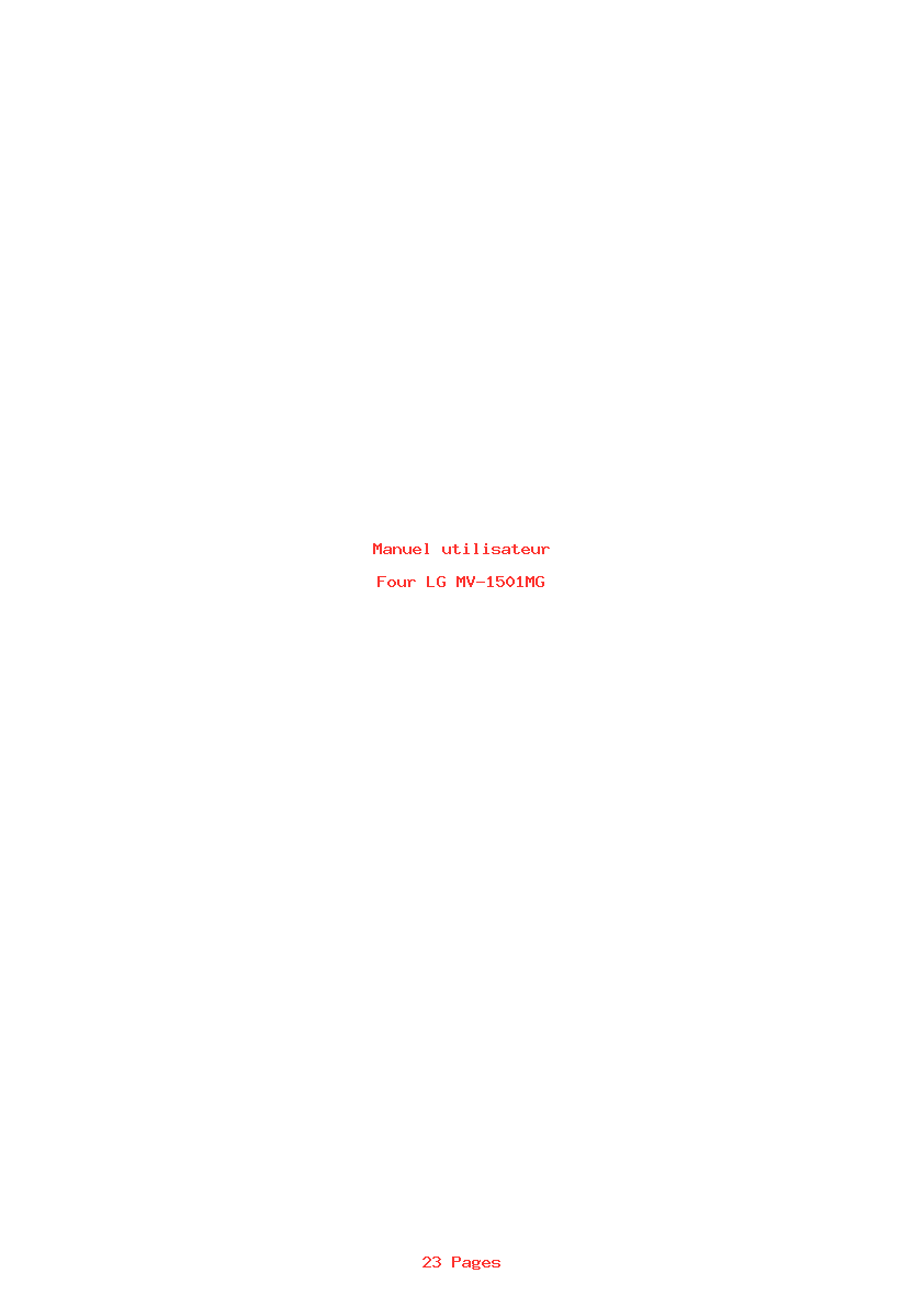 Page 1 de la notice Manuel utilisateur LG MV-1501MG