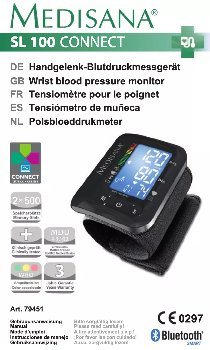 Page 1 de la notice Manuel utilisateur Medisana SL 100 Connect