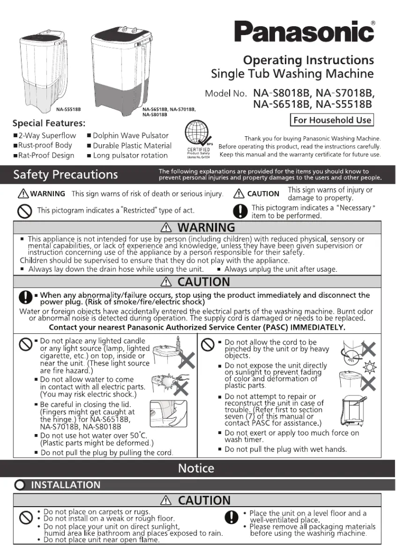 Página 1 del manual Manual de usuario Panasonic NA-S8018B