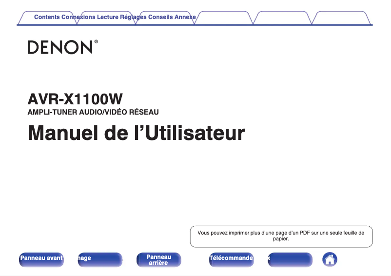 Page 1 de la notice Manuel utilisateur Denon AVR-X1100W