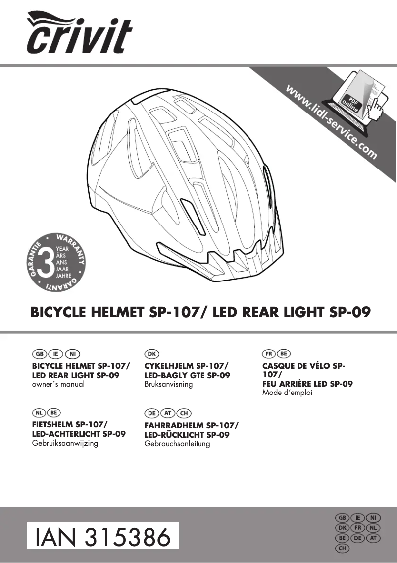 Page 1 de la notice Manuel utilisateur Crivit IAN 315386