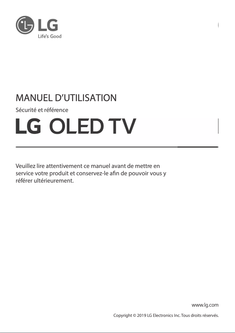Page 1 de la notice Manuel utilisateur LG OLED65B9SLA