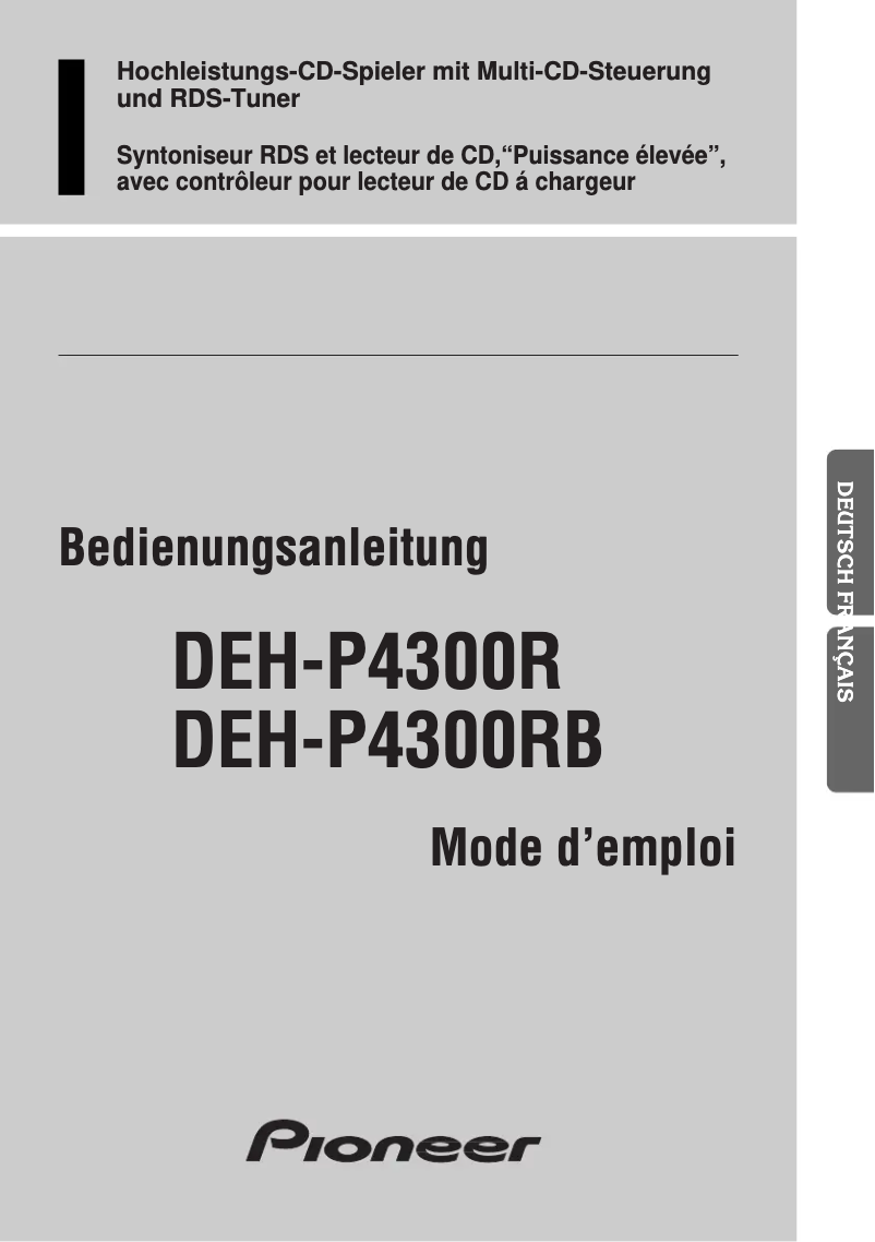 Page 1 de la notice Manuel utilisateur Pioneer DEH-P4300RB