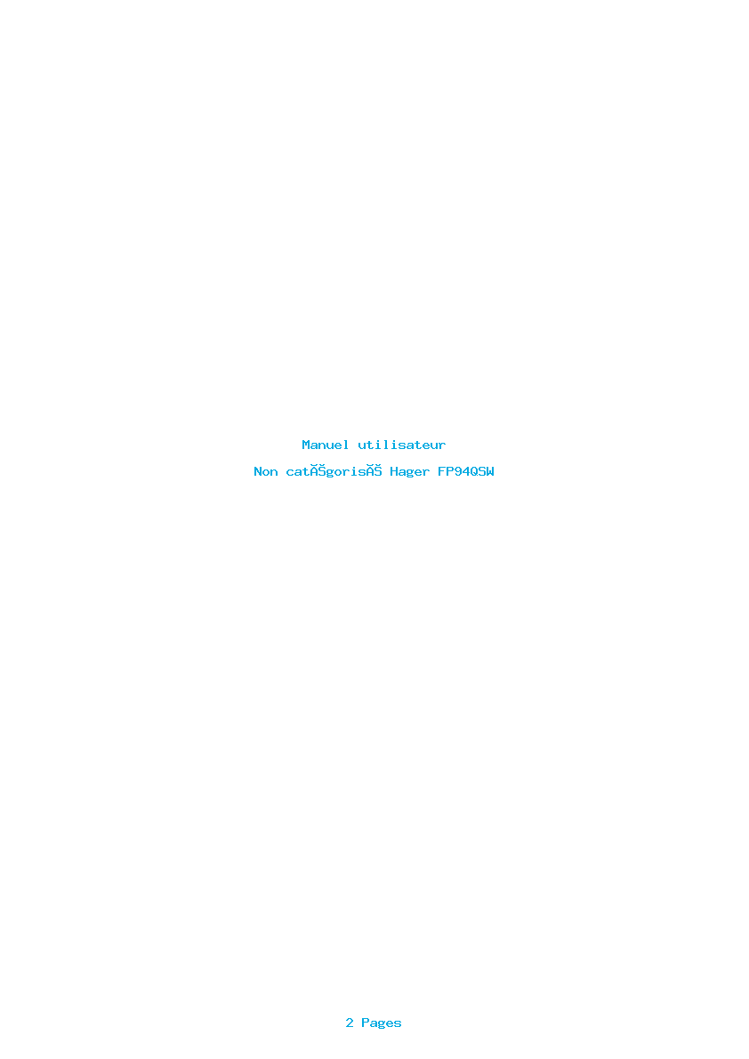 Page 1 de la notice Manuel utilisateur Hager FP94QSW