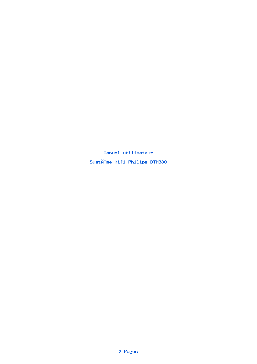 Page 1 de la notice Manuel utilisateur Philips DTM380