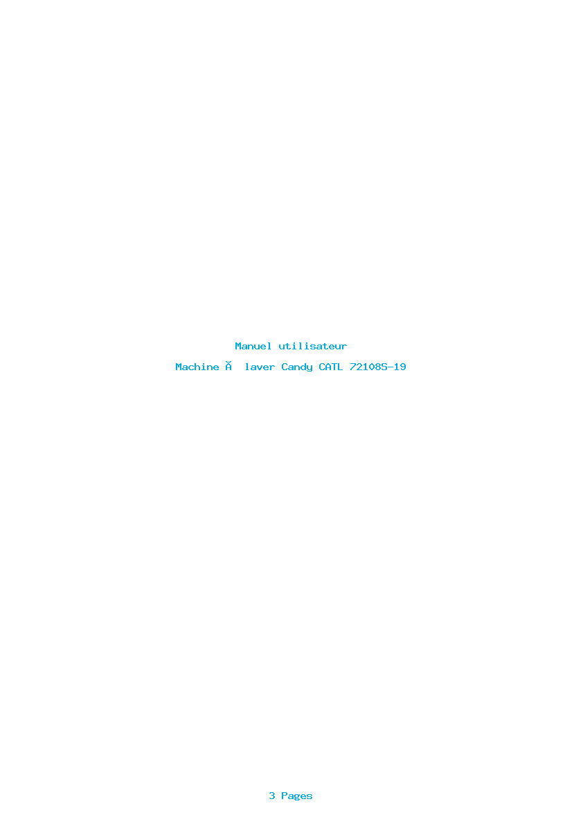 Page 1 de la notice Manuel utilisateur Candy CATL 72108S-19