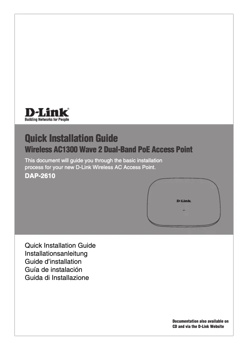 Página 1 del manual Guía de instalación D-Link DAP-2610