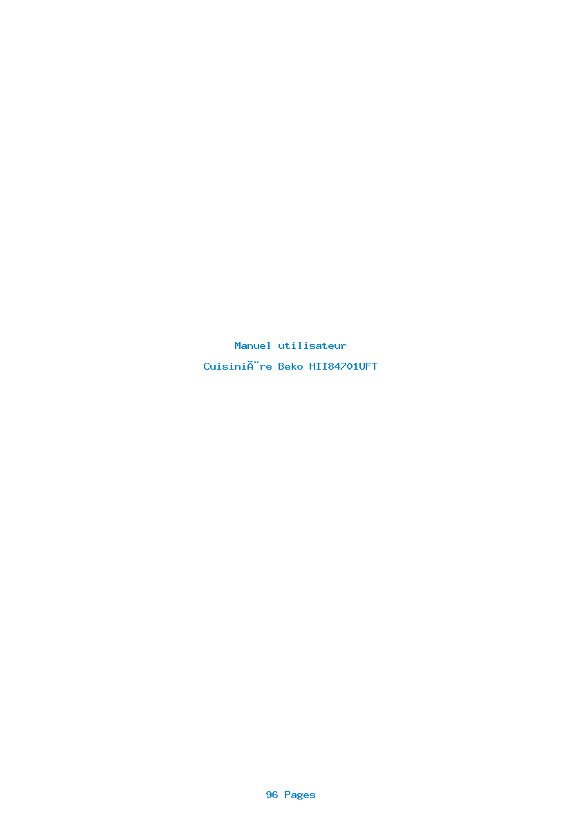 Page 1 de la notice Manuel utilisateur Beko HII84701UFT