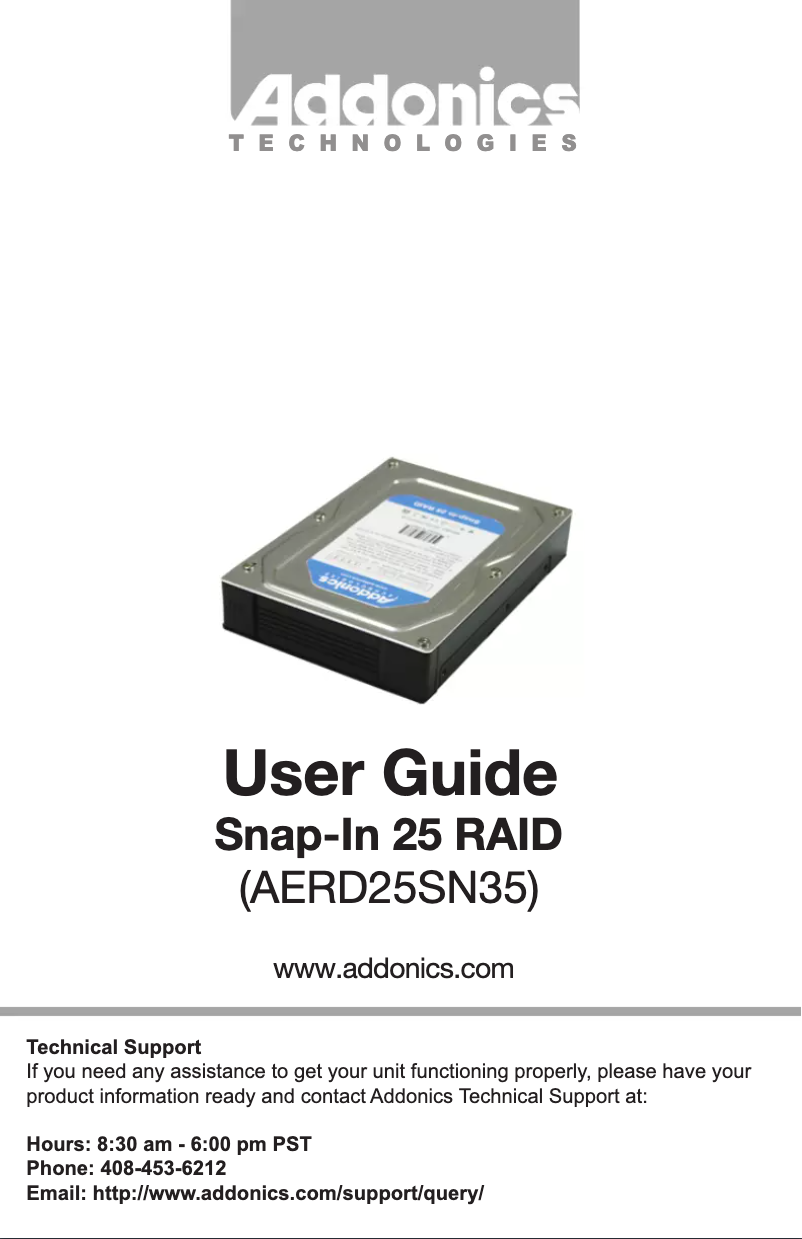 Página 1 del manual Manual de usuario Addonics AERD25SN35