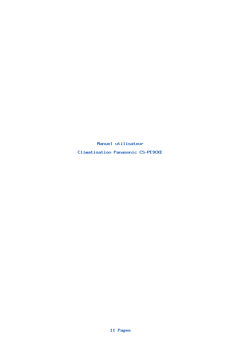 Page 1 de la notice Manuel utilisateur Panasonic CS-PE9CKE