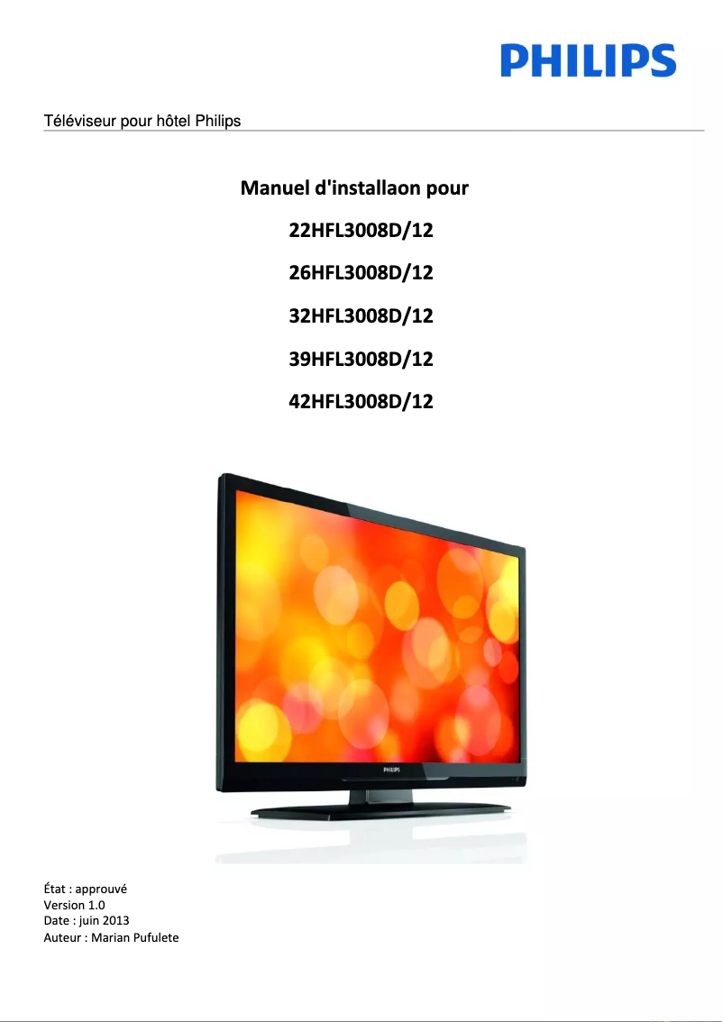 Page n°1 - Guide d'installation Philips 26HFL3008D
