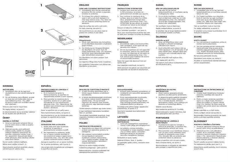 Page 1 de la notice Manuel utilisateur Ikea TORSBY