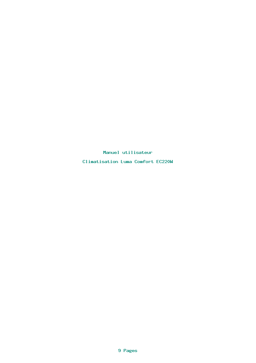 Page 1 de la notice Manuel utilisateur Luma Comfort EC220W