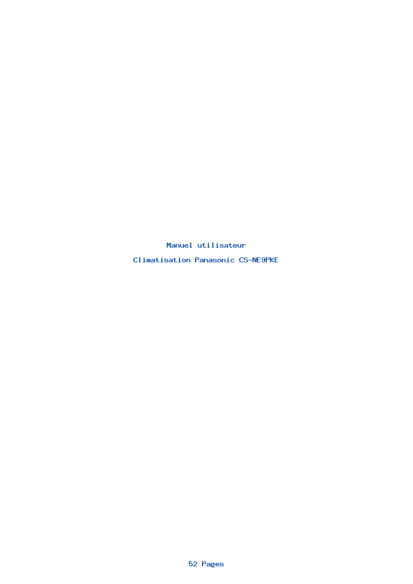 Page 1 de la notice Manuel utilisateur Panasonic CS-NE9PKE