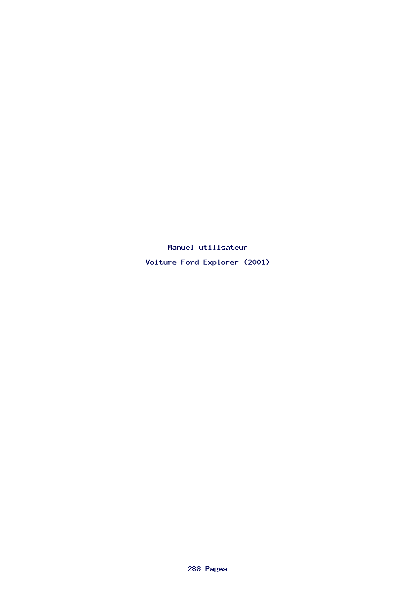 Page 1 de la notice Manuel utilisateur Ford Explorer (2001)