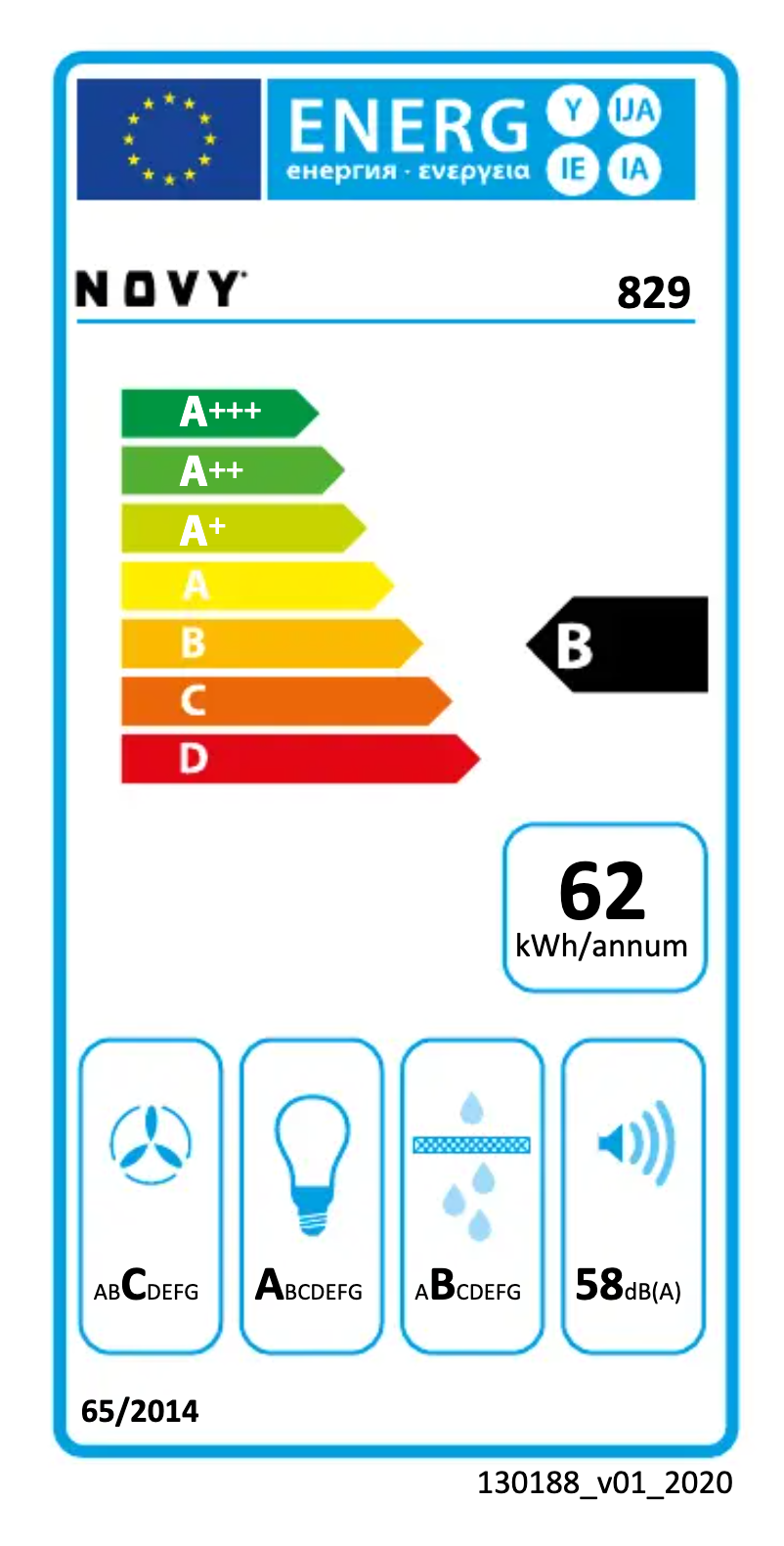 Page 1 de la notice Label énergétique Novy Essence 829