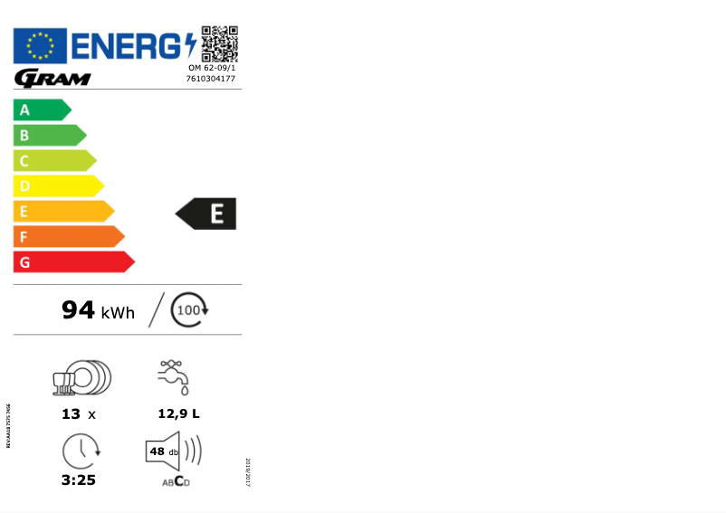 Página 1 del manual Etiqueta energética Gram OM 62-09/1