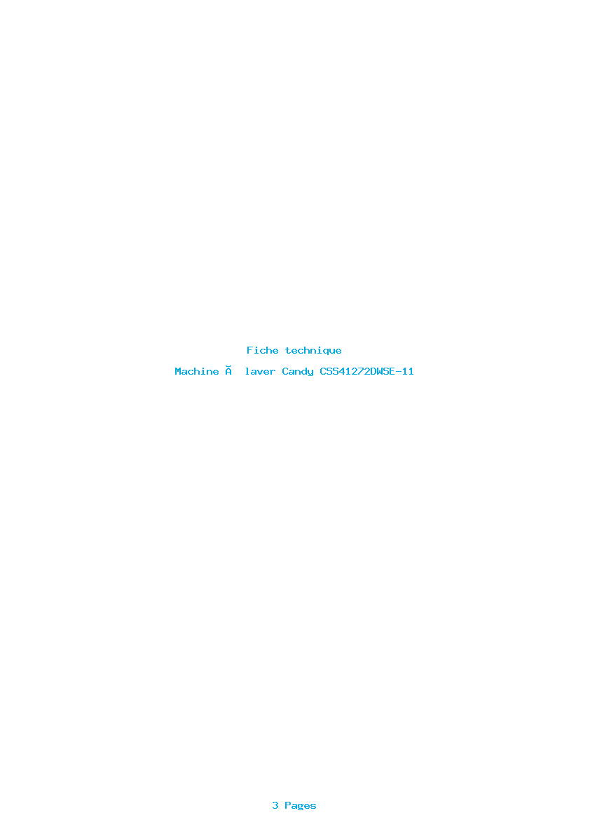 Page 1 de la notice Fiche technique Candy CSS41272DWSE-11
