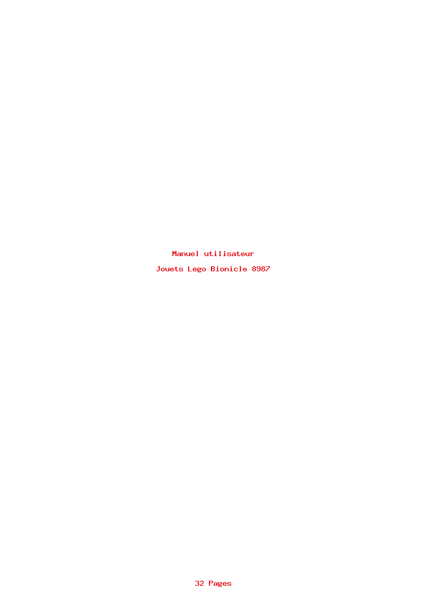 Page 1 de la notice Manuel utilisateur Lego Bionicle 8987