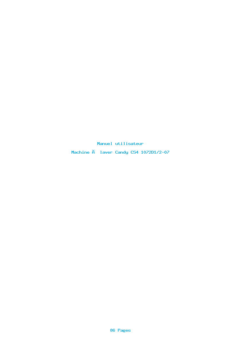 Page 1 de la notice Manuel utilisateur Candy CS4 1072D1/2-07