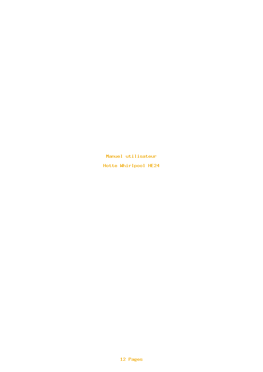 Page 1 de la notice Manuel utilisateur Whirlpool HE24