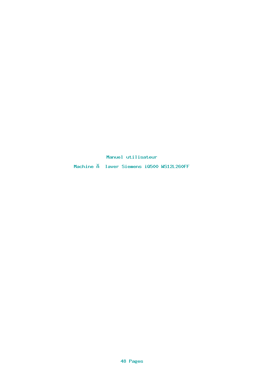 Page 1 de la notice Manuel utilisateur Siemens iQ500 WS12L260FF