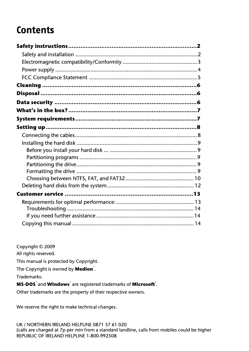 Page 1 de la notice Manuel utilisateur Medion P83742 (MD 90118)