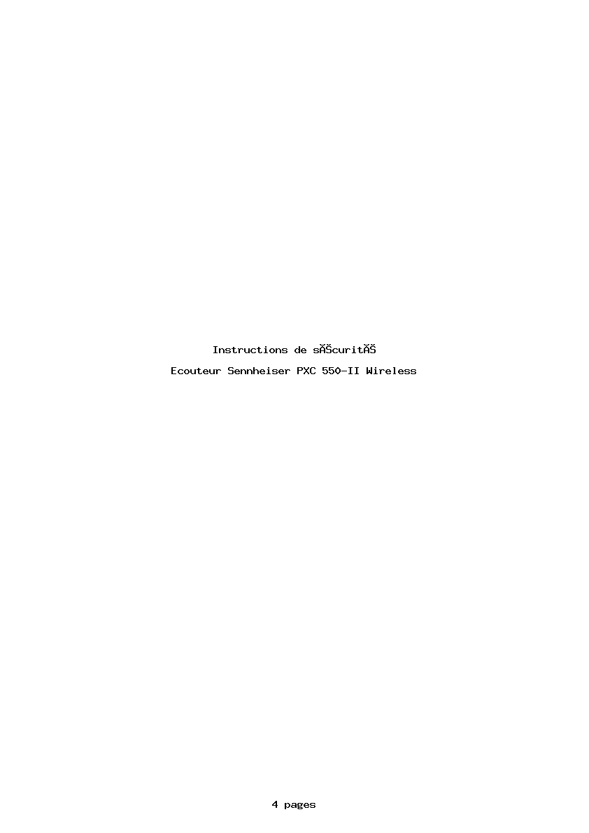 Page 1 de la notice Instructions de sécurité Sennheiser PXC 550-II Wireless