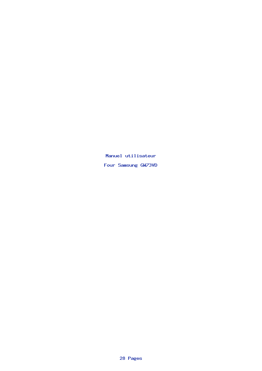 Page 1 de la notice Manuel utilisateur Samsung GW73VD