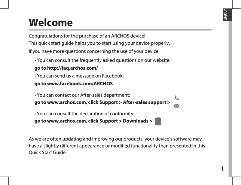 Page 1 de la notice Manuel utilisateur Archos Platinum 101d