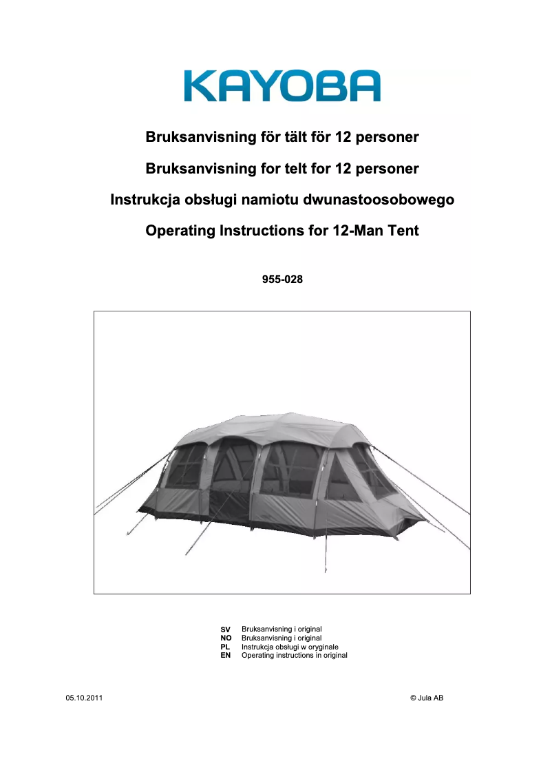 Page 1 de la notice Manuel utilisateur Kayoba 955-028