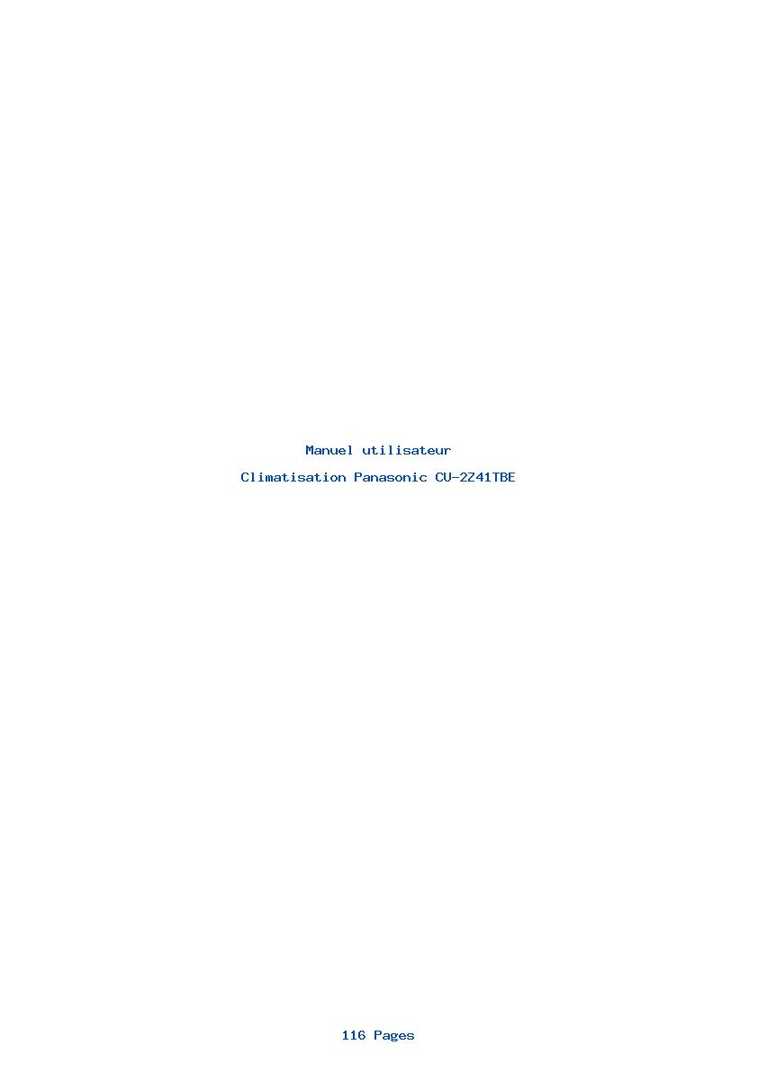 Page 1 de la notice Manuel utilisateur Panasonic CU-2Z41TBE