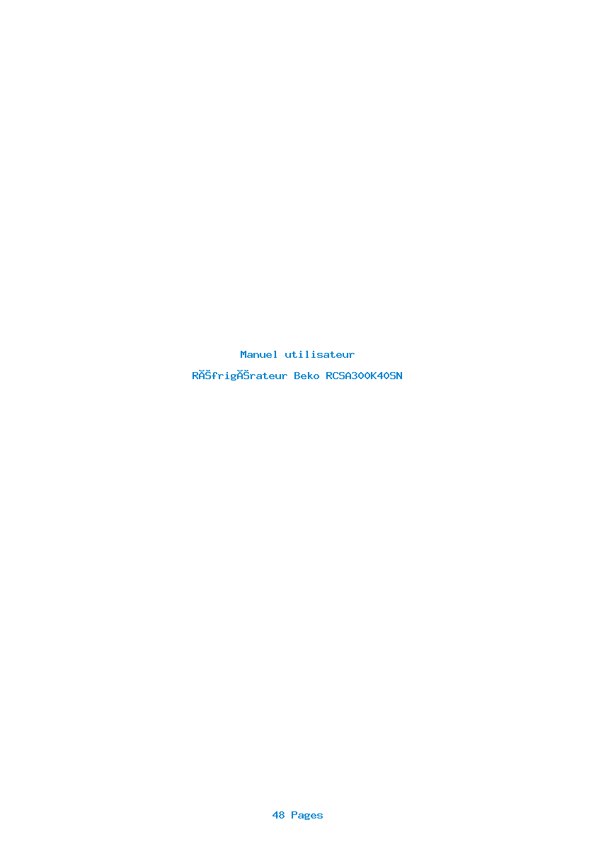 Page 1 de la notice Manuel utilisateur Beko RCSA300K40SN