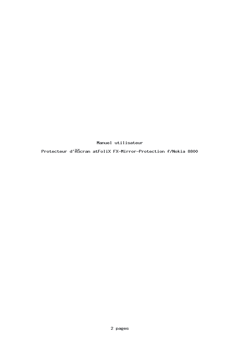 Image de la première page du manuel de l'appareil FX-Mirror-Protection f/Nokia 8800